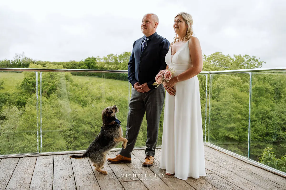 Couple getting married with their dog at Tree Top Escape
