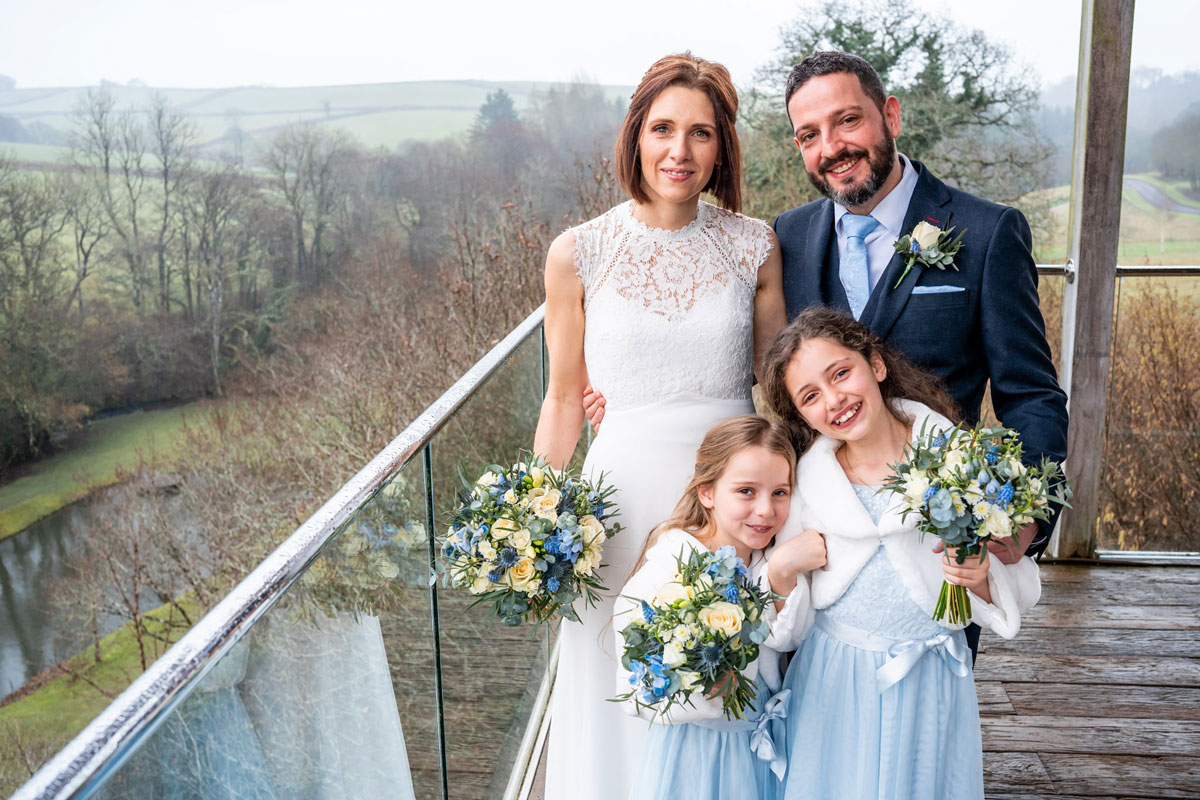 Couple celebrating a very small winter wedding